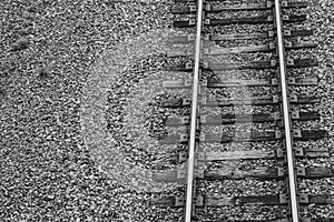 Black and White Single Railroad Train Tracks