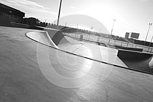 Black and white skatepark photo