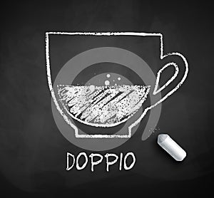 Black and white sketch of Doppio coffee