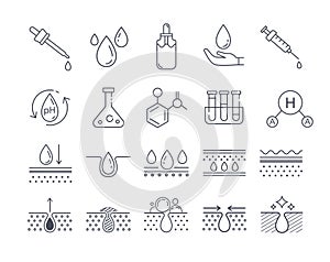 Black and white skin care icons set.