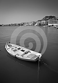 Black and white small boat