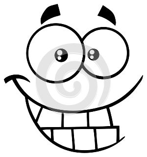 Black And White Smiling Cartoon Funny Face With Smiley Expression.
