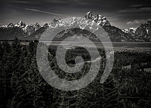 Black and White Snake River Overlook of the Grand Tetons