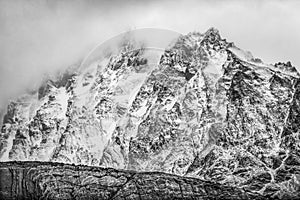 Black White Snow Mountains Grey Glacier Torres del Paine National Park Chile