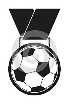 Black and white soccer award medal silhouette.
