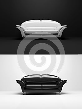 Black and white sofa monochrome object