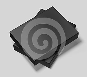 Black white software box Mockup, medium size Cardboard package box, 3d rendering isolated on light background