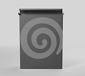 Black white software box Mockup, medium size Cardboard package box, 3d rendering isolated on light background