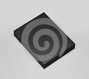 Black white software box Mockup, medium size Cardboard package box, 3d rendering isolated on light background