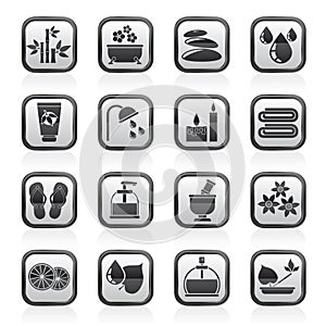 Black an white spa and relax objects icons