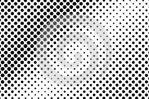 Black white sparse faded dotted gradient. Half tone background.