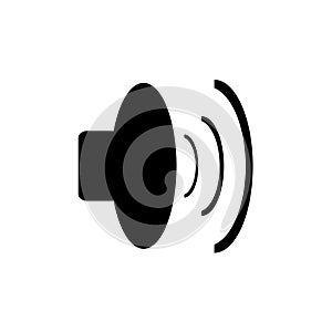 Black and white speaker button icon