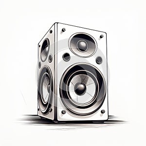 Black And White Speaker Vector Illustration With Detailed Sketching Style