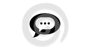 Black and white speech bubble indicating discussion, conversation, and communication