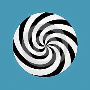 a black and white spiral on a blue background