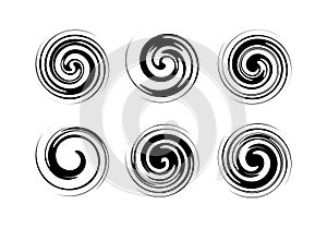 Black and white spiral element vector, on white background