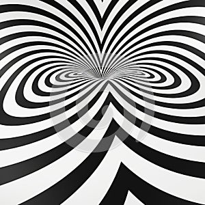 Black And White Spiral Op Art Visual Composition