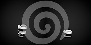 Black and white spiral pattern coma and point symbols isolated on black background