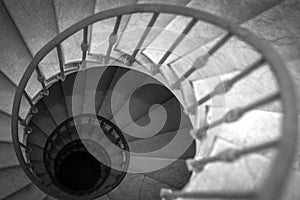 Black and white spiral staircase