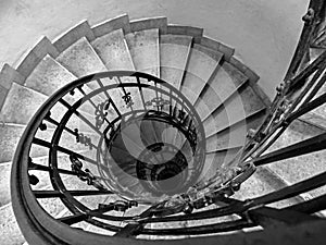 Black and White spiral staircase in St. Stephen`s Basilica