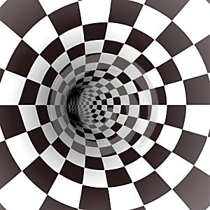 Black and white spiral tunnel. Vector photo