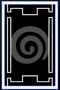 a black and white square frame with a blue border