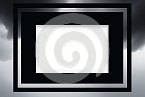 a black and white square frame on a cloudy sky background