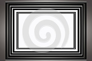 a black and white square frame on a gray background
