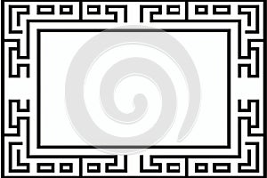 a black and white square frame with a greek design