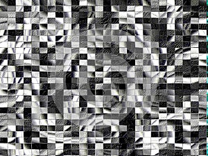 Black white squares textile geometries, forms, colorful abstract background, texture