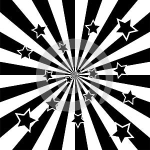 Black and white star burst, vector