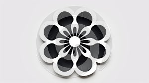 Minimalist Flower Icon: Optical Illusion In Black And White photo