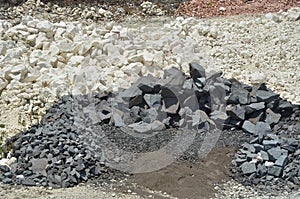 Black and white stone, limestone at stone quarry 2