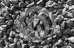 Black and white stones gravel texture macro