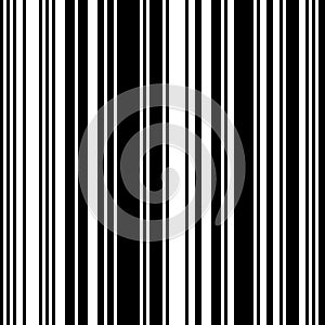 Black and White Straight Vertical Variable Width Stripes