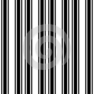 Black and White Straight Vertical Variable Width Stripes, Monochrome Lines Pattern, Vertically Seamless, Straight Parallel