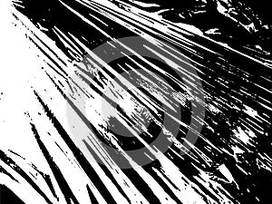 Black and white stretched plastic film. Urban vector grunge background.