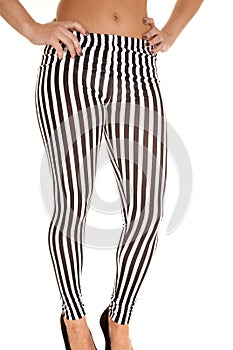 Black white stripe leggings