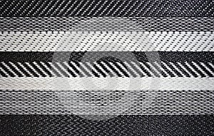 Black and white stripe plastic woven mat texture