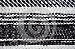 Black and white stripe plastic woven mat texture