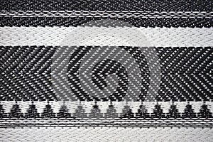 Black and white stripe plastic woven mat texture