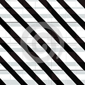 Black and white striped background. Striped diagonal stripes seamless pattern. Vector illustration. AI Generated