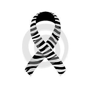 Zebra awareness ribbon. Rare Diseases, Ehlers-Danlos Syndrome, Carcinoid Cancer, neuroendocrine tumor,symbol. photo