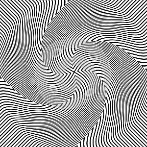 Vector image black and white striped background.Optical illusion.background with wavy pattern. black-white striped swirl.