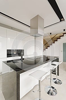 Black and white stylish kitchen