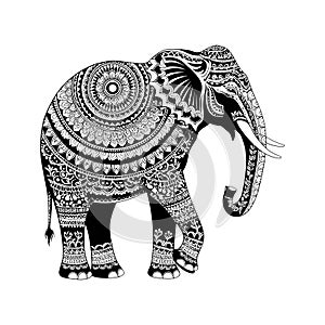 black and white stylized elepha
