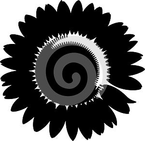 Black and White Stylized Sunflower Silhouette