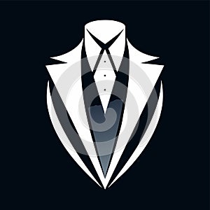 Black and white suit and tie, showcasing sleek sophistication and style, Design a sleek and sophisticated logo for an event