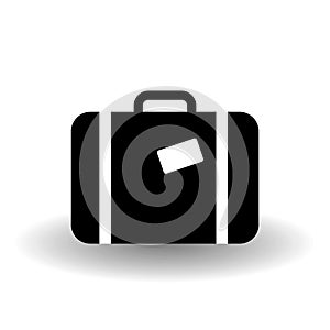 Black and white suitcase icon, travel vector sign, baggage symbol, handbag or briefcase illustration for graphics, web