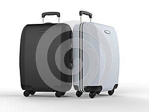 Black and white suitcases